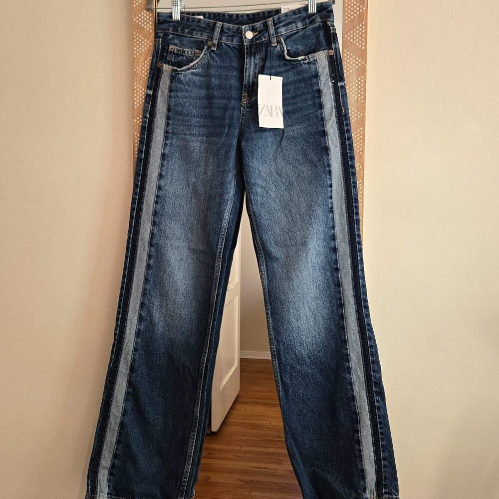ZARA MID-RISE WIDE LEG JEANS SIZE 27 (US 4)